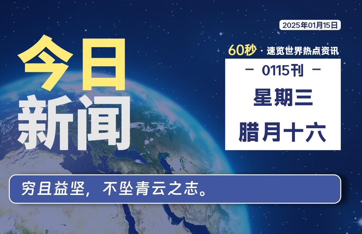 01月15日，星期三, 软件百科带你每天60秒读懂全世界！
