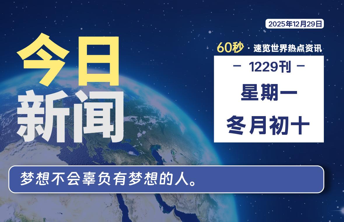 12月29日，星期一, 软件百科带你每天60秒读懂全世界！
